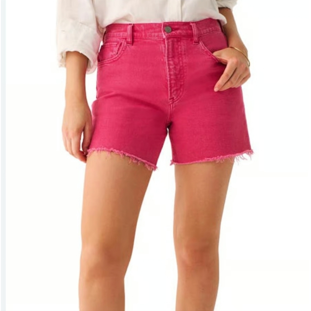 Faherty Hot Pink High-Rise Denim Shorts
